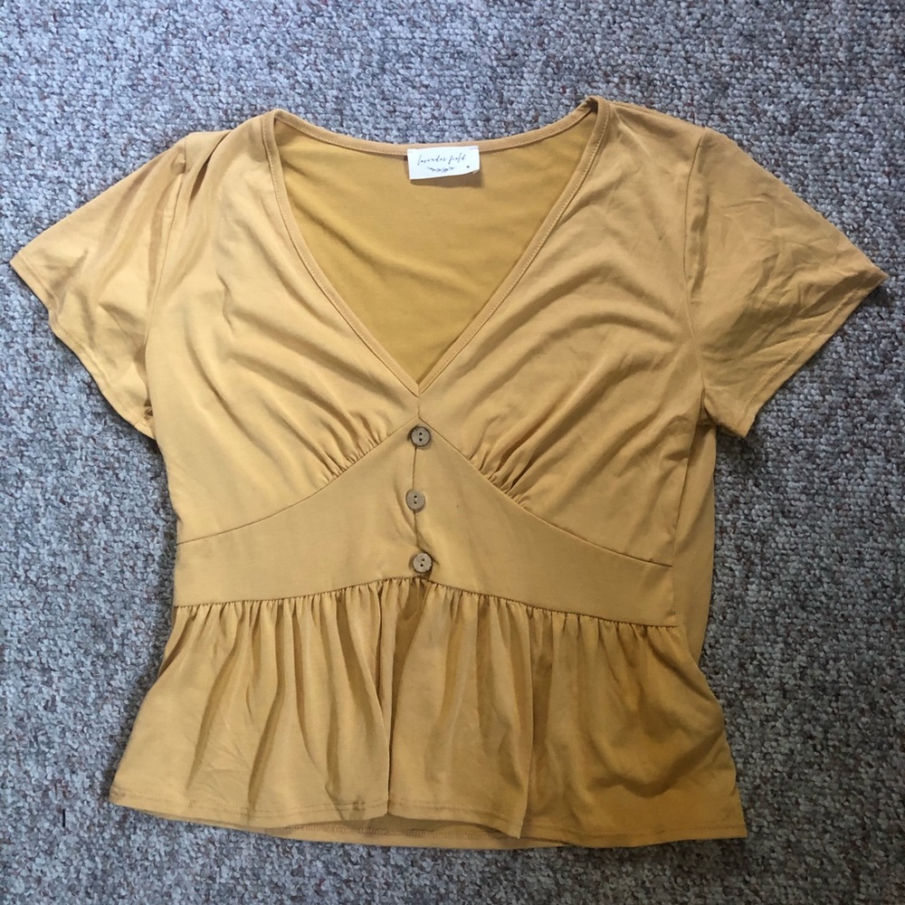 Yellow Button Up Peplum Top